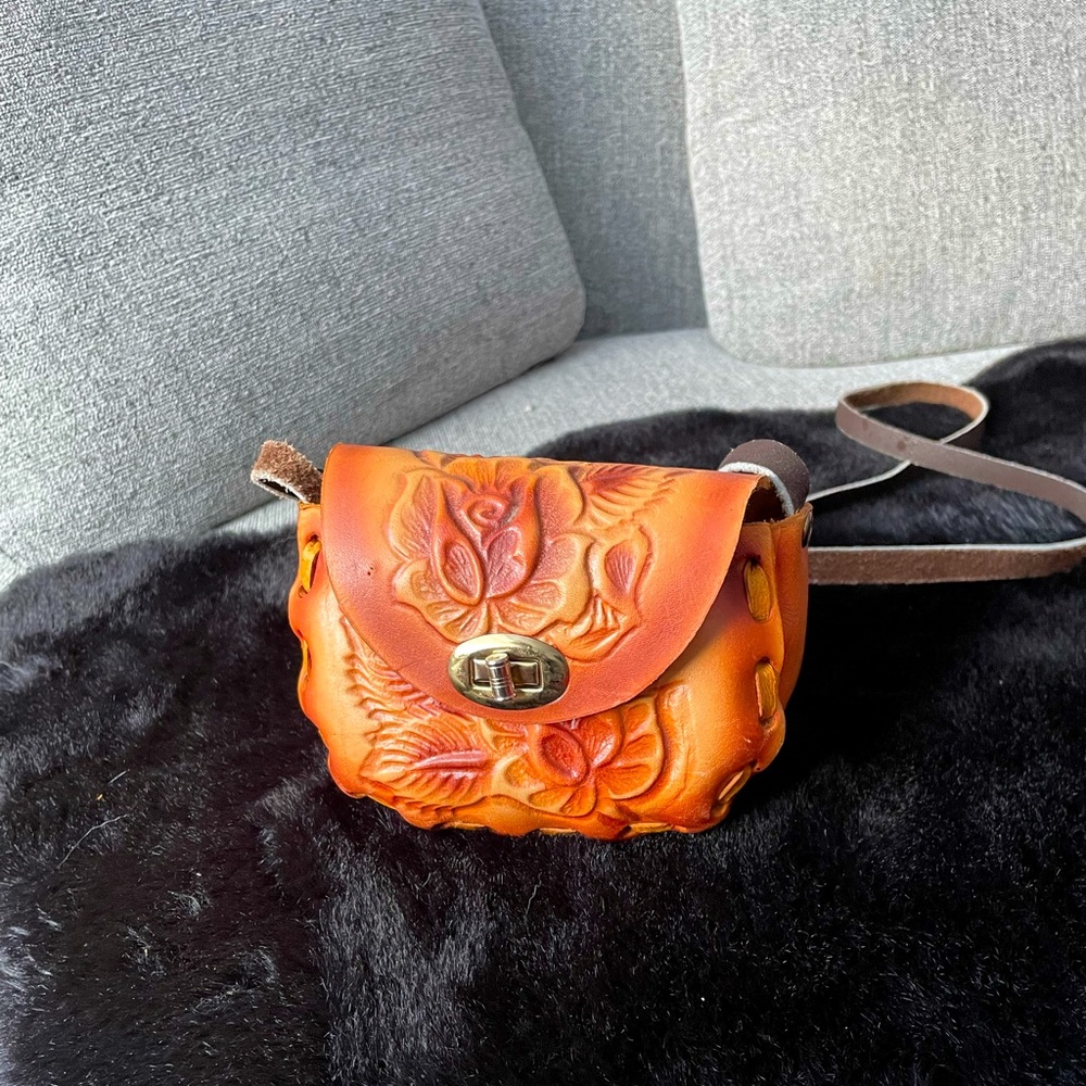Mini leather purse TOOLED LEATHER Western